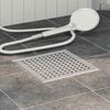 vidaXL Drain de douche &agrave; pois Argent&eacute; 20 x 20 cm Acier Inox 304