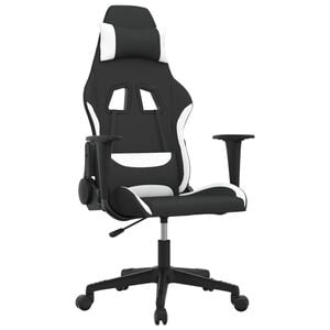 vidaXL Chaise de jeu de massage Noir et blanc Tissu