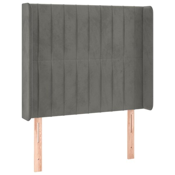 vidaXL T&ecirc;te de lit &agrave; LED Gris clair 93x16x118/128 cm Velours
