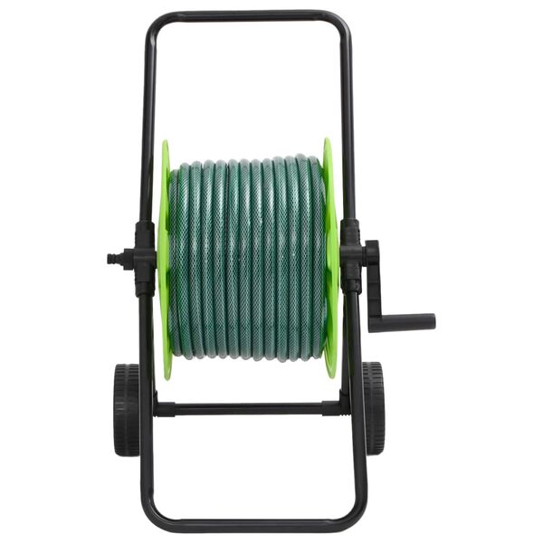 vidaXL Chariot enrouleur vert avec tuyau de 50 m PVC