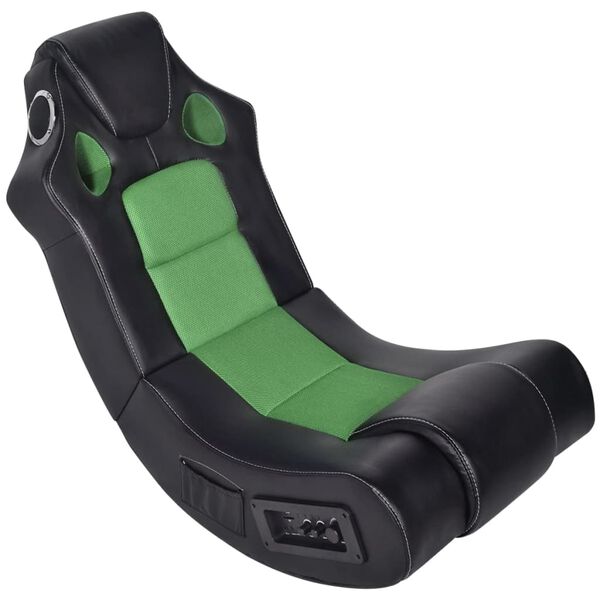 vidaXL Fauteuil &agrave; bascule &agrave; enceinte Noir et vert Similicuir
