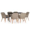 vidaXL Ensemble &agrave; manger de jardin et coussins 7 pcs Marron