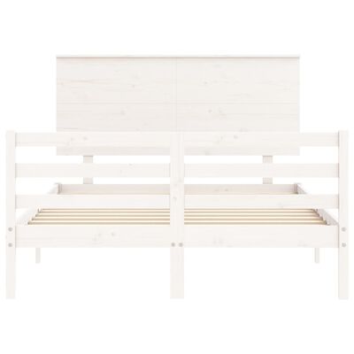 vidaXL Cadre de lit sans matelas blanc bois massif