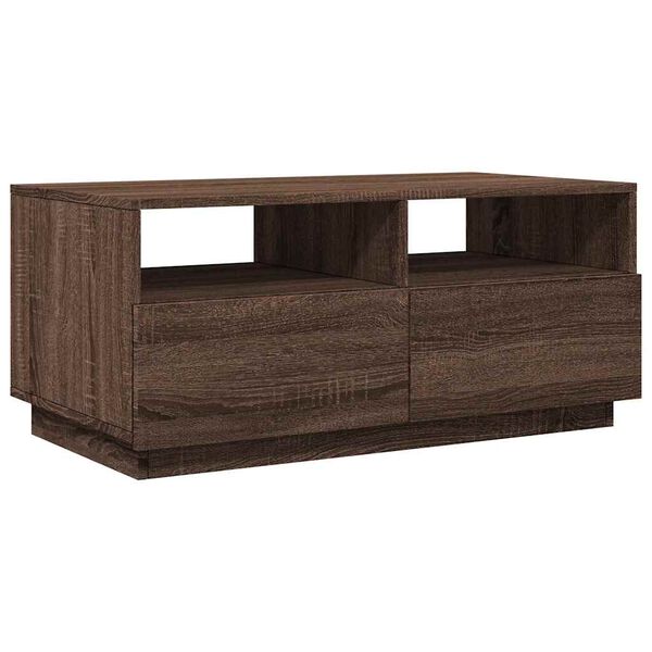 vidaXL Table basse avec lumières LED chêne marron 90x49x40 cm