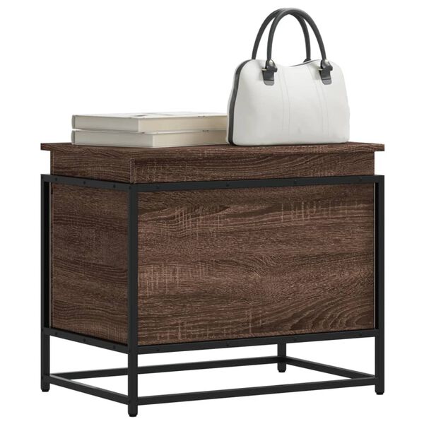 vidaXL Bo&icirc;te de rangement avec couvercle ch&ecirc;ne marron bois ing&eacute;nierie