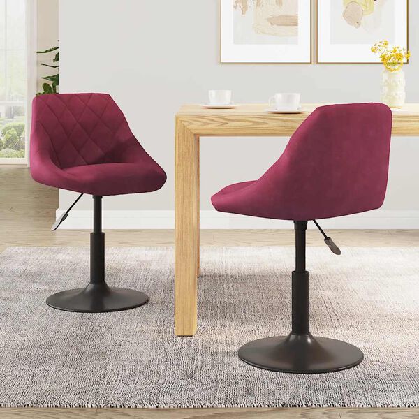 vidaXL Chaises pivotantes &agrave; manger lot de 2 bordeaux velours
