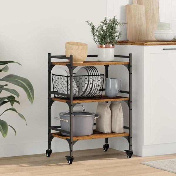 vidaXL Chariot de cuisine Bois Ancien 50 x 35 x 75,5 cm