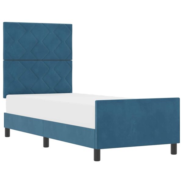 vidaXL Lit &agrave; ressorts avec t&ecirc;te de lit Bleu fonc&eacute; 80 x 200 cm Velours