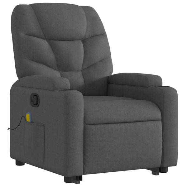 vidaXL Fauteuil de massage inclinable Gris foncé Tissu