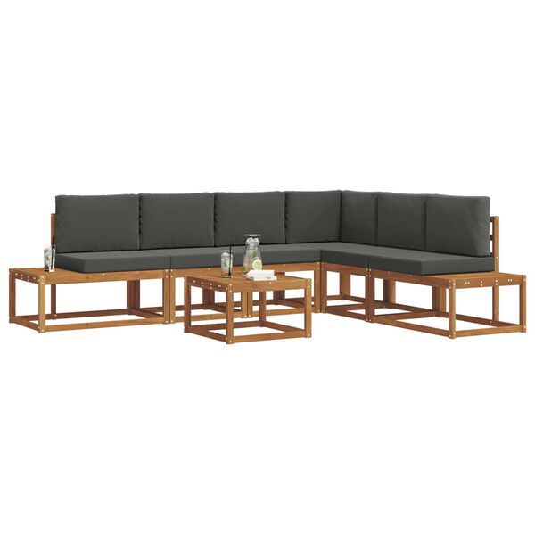 vidaXL Ensemble de canap&eacute;s d'ext&eacute;rieur 7 Pi&egrave;ce Naturel et Anthracite