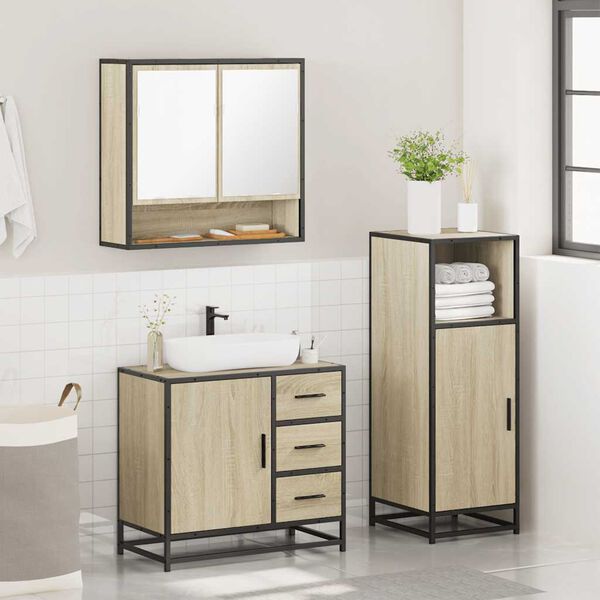 vidaXL Ensemble de meubles de salle de bain 3 pcs chêne sonoma