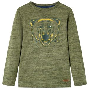 vidaXL T-shirt enfants &agrave; manches longues kaki m&eacute;lang&eacute; 104