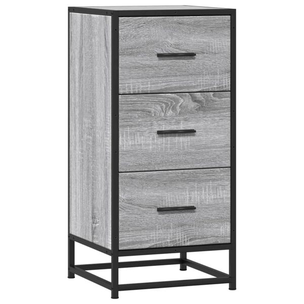 vidaXL Buffet sonoma gris 35,5x35x76 cm bois d'ing&eacute;nierie et m&eacute;tal