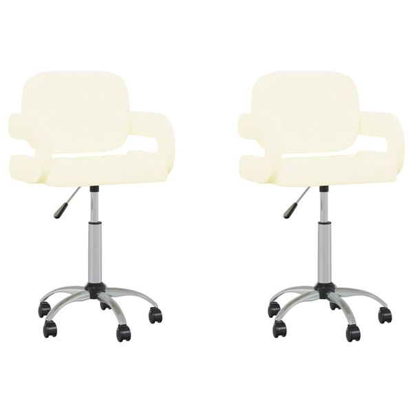 vidaXL Chaises pivotantes &agrave; manger lot de 2 cr&egrave;me similicuir