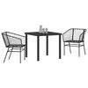 vidaXL Ensemble de salle &agrave; manger pour jardin 3 pcs Noir polyrotin