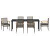 vidaXL Ensemble de salle &agrave; manger pour jardin 7 pcs Gris polyrotin
