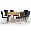 vidaXL Ensemble &agrave; manger de jardin 7 pcs Noir