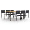 vidaXL Ensemble &agrave; manger de jardin 7 pcs R&eacute;sine tress&eacute;e Noir