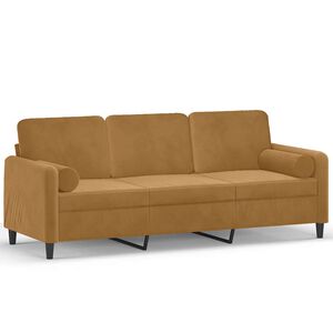 vidaXL Canap&eacute; 3 places avec oreillers d&eacute;coratifs marron 180 cm velours