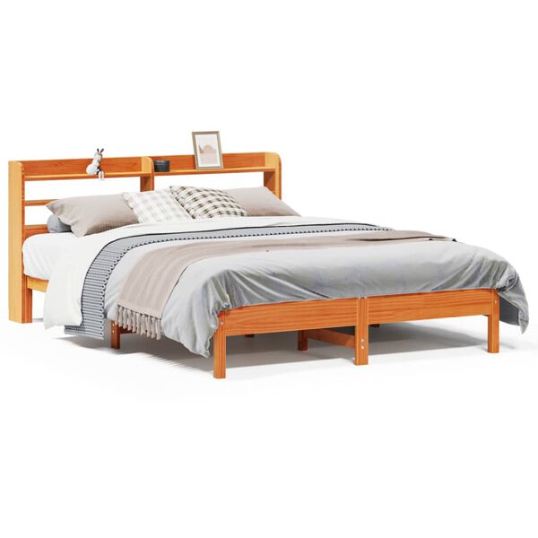 vidaXL Cadre de lit sans matelas cire marron 150x200cm bois pin massif