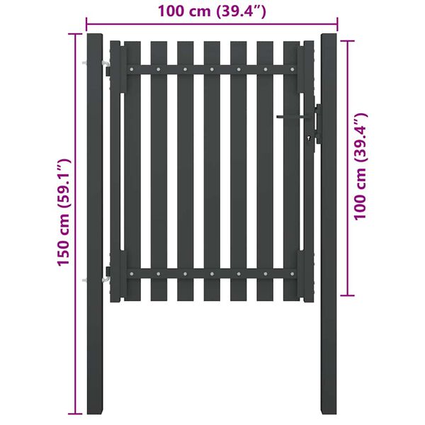 vidaXL Portail de jardin en acier 100x100 cm anthracite