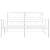 vidaXL Cadre de lit m&eacute;tal sans matelas et pied de lit blanc 140x190 cm