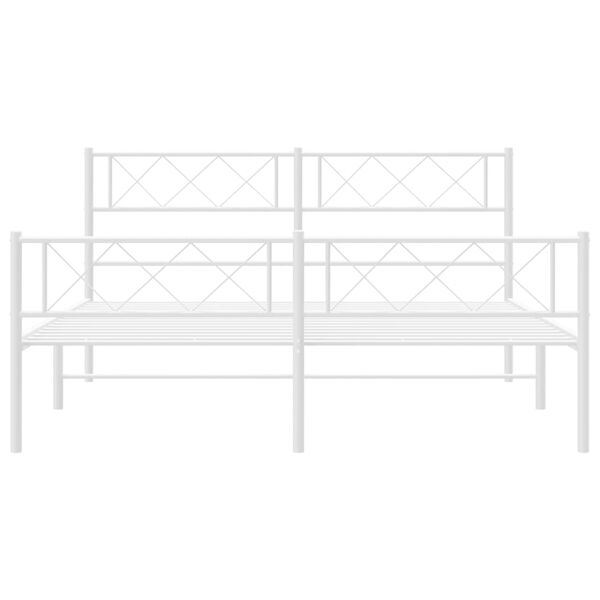 vidaXL Cadre de lit m&eacute;tal sans matelas et pied de lit blanc 140x190 cm