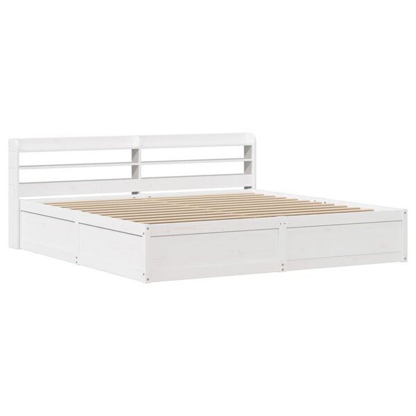 vidaXL Cadre de lit et t&ecirc;te de lit blanc 180x200 cm bois de pin massif