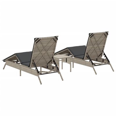 vidaXL Chaises longues lot de 2 avec table gris clair résine tressée