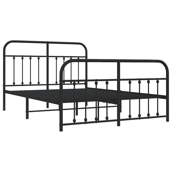 vidaXL Cadre de lit m&eacute;tal sans matelas avec pied de lit noir 135x190cm