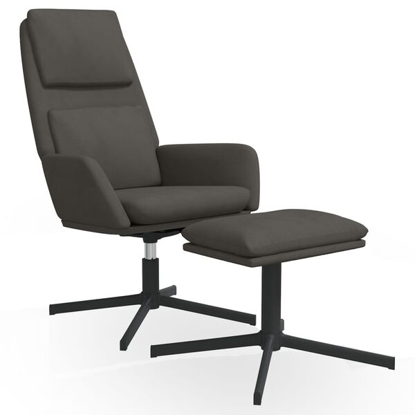vidaXL Chaise de relaxation avec tabouret Gris fonc&eacute; Velours