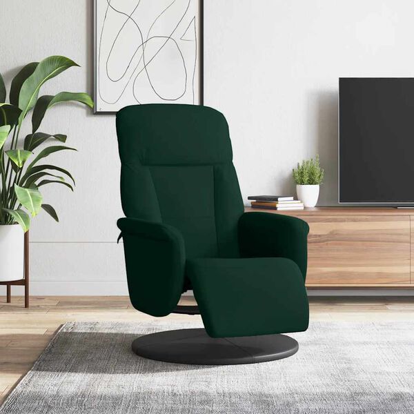 vidaXL Fauteuil inclinable avec repose-pied vert foncé velours