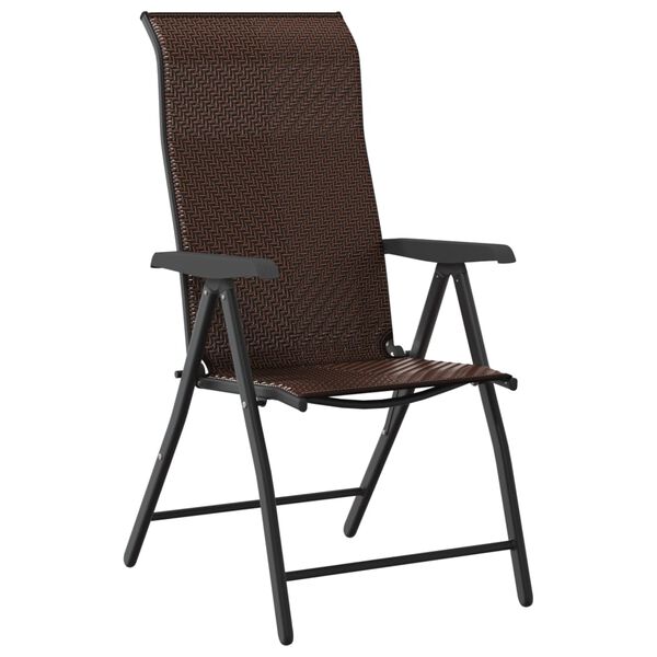 vidaXL Chaises pliables de jardin lot de 8 marron r&eacute;sine tress&eacute;e