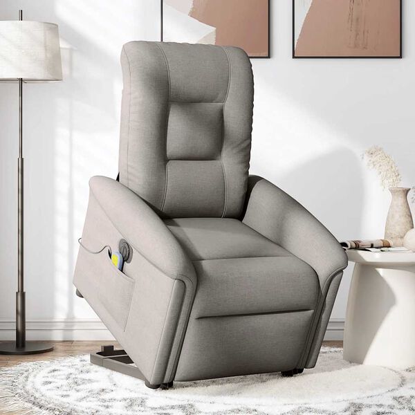 vidaXL Fauteuil inclinable de massage &eacute;lectrique Taupe Tissu