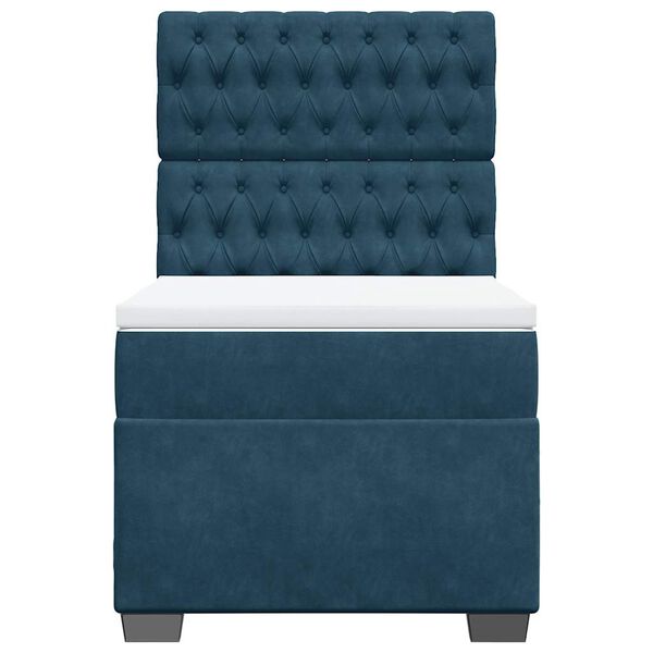 vidaXL Sommier &agrave; lattes de lit avec matelas bleu 90x190 cm velours