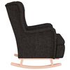 vidaXL Fauteuil avec pieds &agrave; bascule en bois d'h&eacute;v&eacute;a Noir Tissu