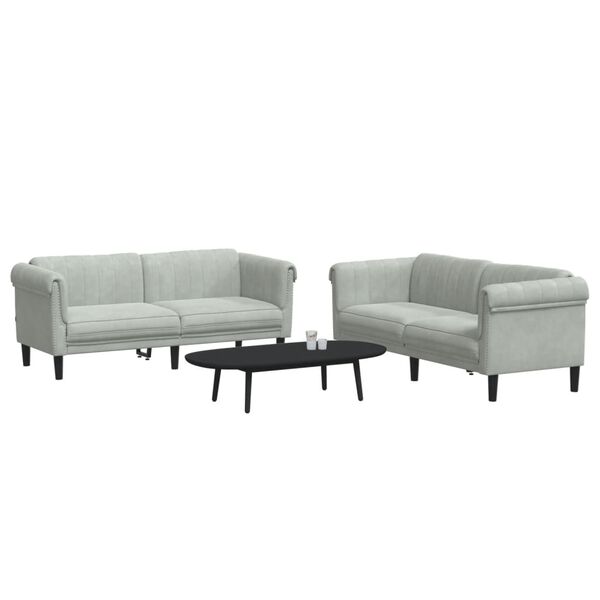 vidaXL Ensemble de canap&eacute;s 2 pcs gris clair velours