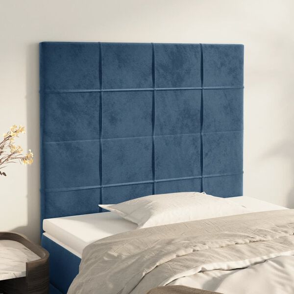 vidaXL T&ecirc;te de lit Bleu fonc&eacute; 80x5x118/128 cm Velours