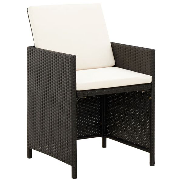 vidaXL Jeu de chaise et tabouret de jardin 4 pcs R&eacute;sine tress&eacute;e Noir