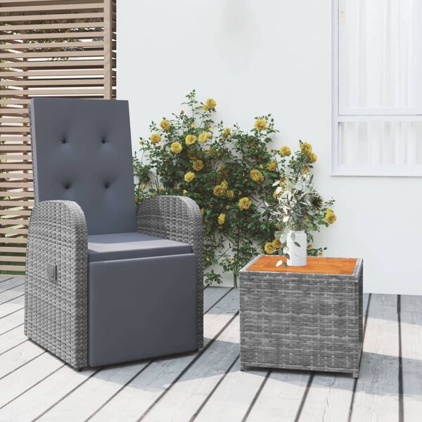 vidaXL Ensemble de salon de jardin 2 pcs gris poly rotin et acacia