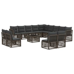 vidaXL Ensemble de canap&eacute; de jardin 14 pcs Gris polyrotin