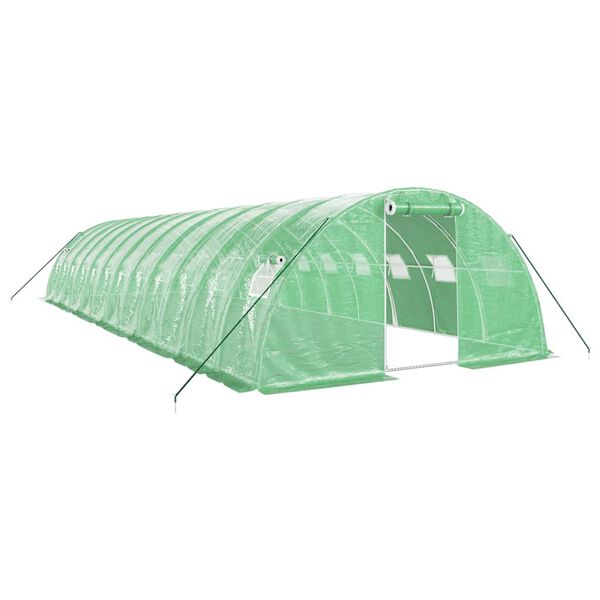 vidaXL Serre avec cadre en acier vert 48 m&sup2; 12x4x2 m