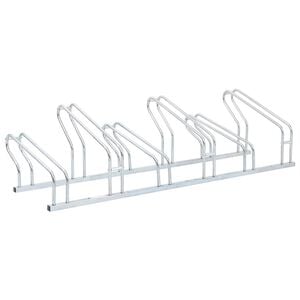 vidaXL Support de v&eacute;lo au sol autoportant pour 6 v&eacute;los acier galvanis&eacute;