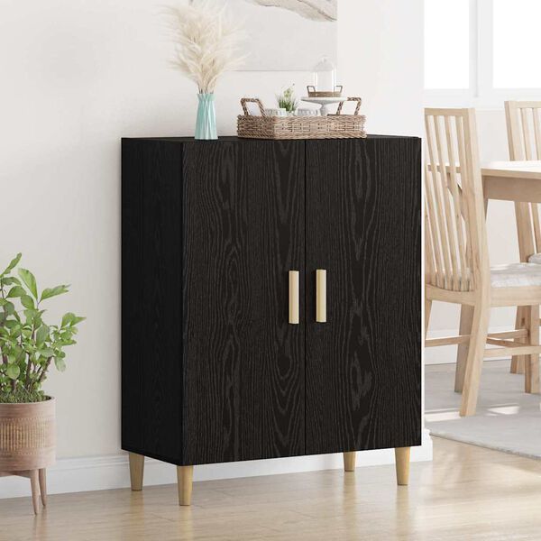 vidaXL Buffet Ch&ecirc;ne noir 70 x 34 x 90 cm Bois d'ing&eacute;nierie