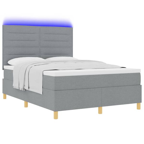 vidaXL Lit &agrave; ressorts avec matelas Gris clair 160 x 200 cm tissu