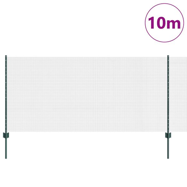 vidaXL Cl&ocirc;ture avec poteau Vert 1 x 10 m Acier
