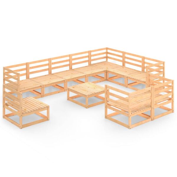 vidaXL Salon de jardin 11 pcs bois de pin massif