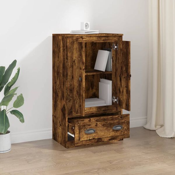 vidaXL Buffet haut ch&ecirc;ne fum&eacute; 60x35,5x103,5 cm bois d'ing&eacute;nierie