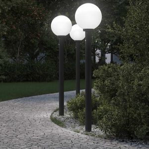 vidaXL Bornes lumineuses avec d&eacute;tecteur lot de 3 120 cm noir IP44
