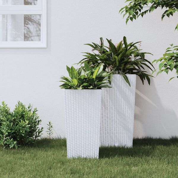 vidaXL Jardini&egrave;re et int&eacute;rieur amovible blanc 11/26,5 L rotin PP